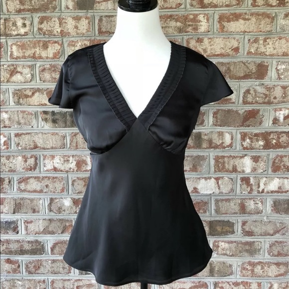 black satin short sleeve top